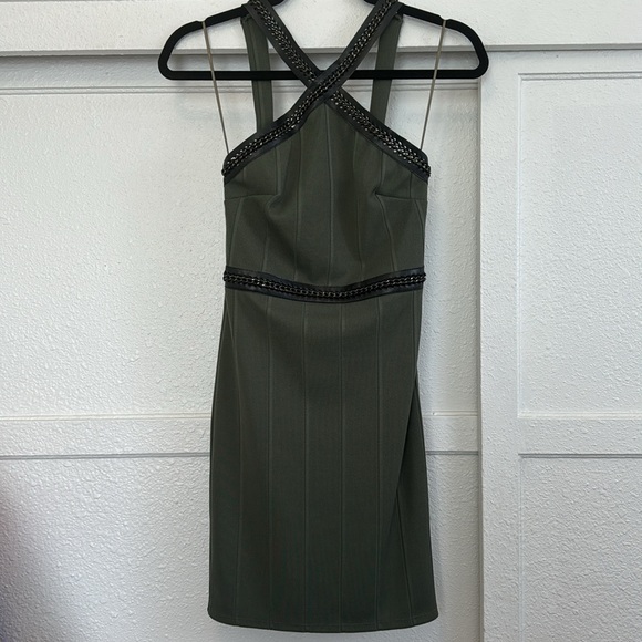 Topshop green leather chain embellished dress - Picture 3 of 12